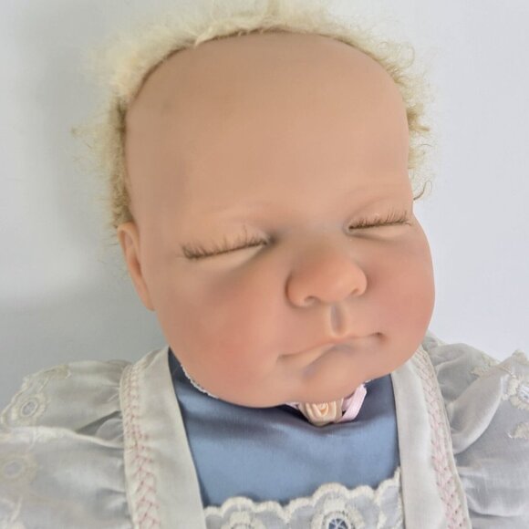 Vintage BERENGUER Reborn Baby Girl Doll 19” Eyelashes Weighted‎ Mohair Blond - Picture 3 of 16